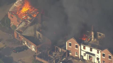 Buildings on fire in Stourbridge