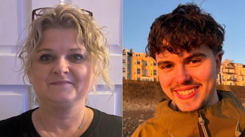 Llun o Carys i'r chwith a Guto i'r dde