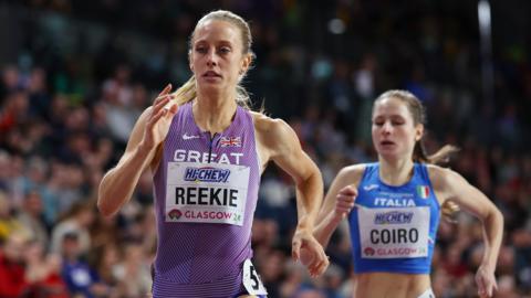Great Britain's Jemma Reeke in 800m action at the World Indoor Championships in Glasgow
