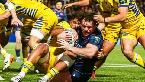 Ewan Ashman crashes in for his second try of the evening