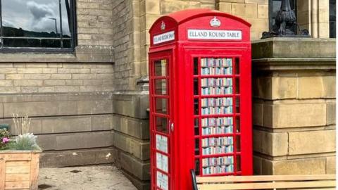 The Book Swap phone box in Elland, West Yorkshire