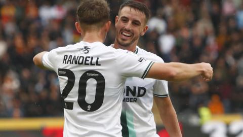 Adam Randell celebrates his goal for Plymouth Argyle at Hull City