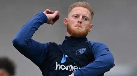 Ben Stokes warming up for Durham