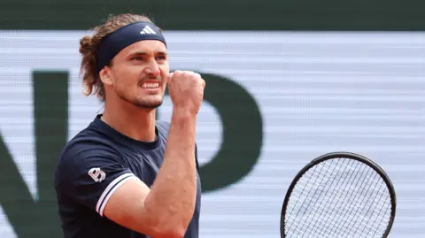 Alexander Zverev hits a forehand