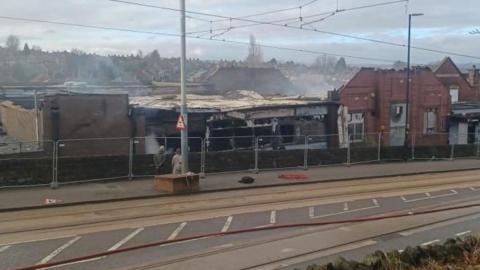 A fire-damaged and derelict building in Sheffield