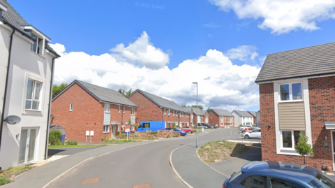 Google Streetview generic image of Hazel Crescent, in Branston, featuring houses flanking the road