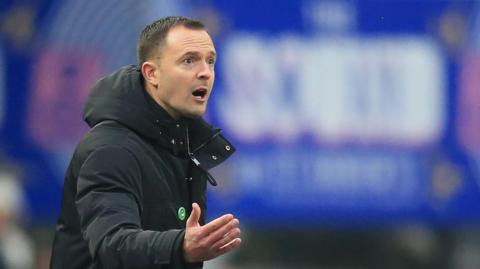 Birmingham City boss Chris Davies issues commands during Saturday's 1-0 home win over Exeter City at St Andrew's