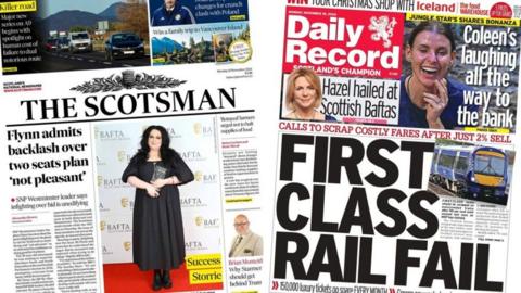 Front pages for Monday 18 November - The Scotsman and The Daily Record