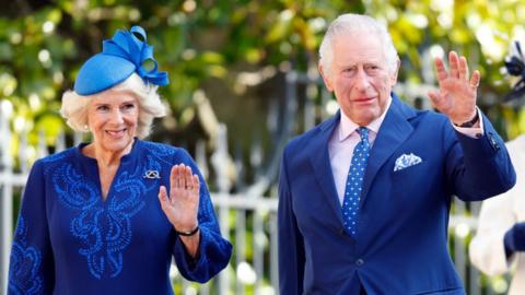 King Charles and Queen Consort Camilla attend the Easter Sunday Matins Service at St George's Chapel, Windsor Castle on 9 April, 2023