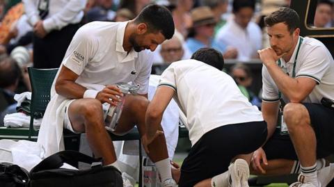 Novak Djokovic receives treatment