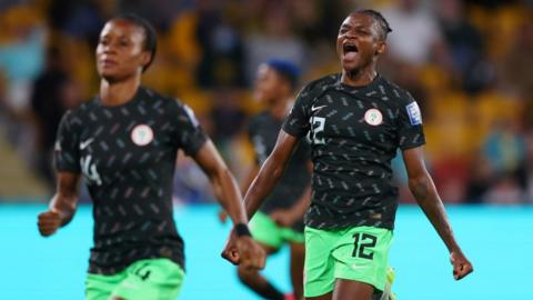 Nigeria celebrate a goal