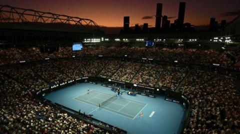 General view of Rod Laver Arena during an evening match at the Australian Open