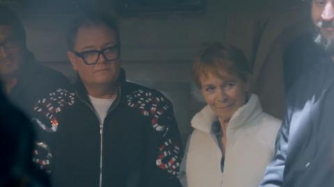 Alan Carr and Celia Imrie standing next to each other