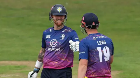 Durham batsman Alex Lees is congratulated