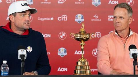 Bradley and Donald with Ryder Cup trophy