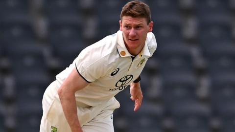 Brendan Doggett bowling for Australia A