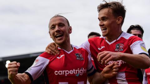 Matt Jay celebrates scoring against Mansfield Town