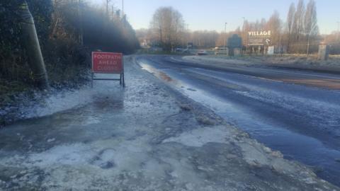 Frozen leak on Elstree Hill South taken on 18 January