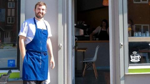 Aidan Jackson outside his cafe