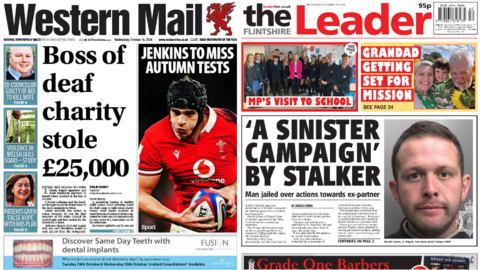 Front pages of Western Mail and Flintshire Leader