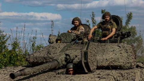 Ukrainian servicemen near Donetsk on 12 May 2024