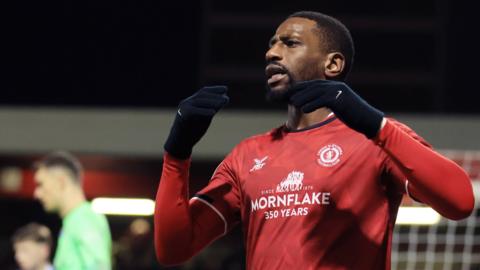 Omar Bogle in action for Crewe Alexandra against Colchester United