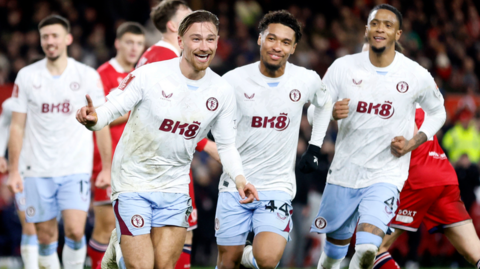 Matty Cash celebrates scoring for Aston Villa against Middlesbrough