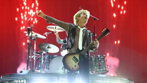 Billie Joe Armstrong of Green Day performs during the 2023 When We Were Young festival at the Las Vegas Festival Grounds on October 21, 2023 in Las Vegas, Nevada.