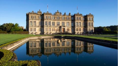 Exterior Longleat House, photographed across a lake