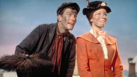 Dick van Dyke and Julie Andrews still from original Mary Poppins film