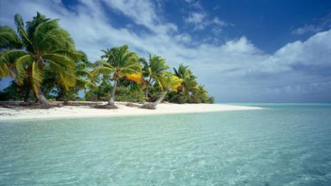 One Foot Island in the South Pacific; Aitutaki, Cook Islands