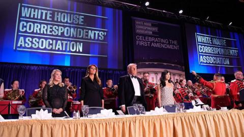 President Trump and Lady Melania Trump at the dinner.