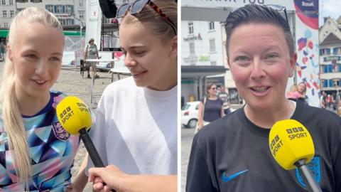 England fans talking into BBC Sports microphone