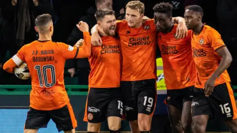 Dundee United players celebrating