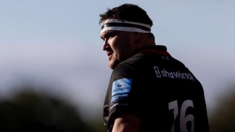 Jamie George of Saracens looks on during a Gallagher Premiership Rugby match