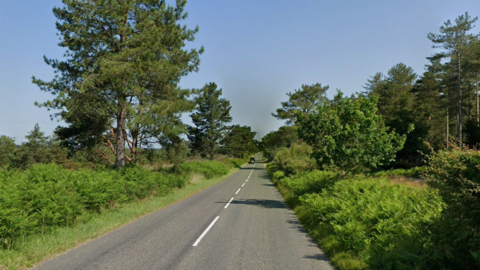 A google maps image of Morden Road, near Wareham, it looks like a country lane.