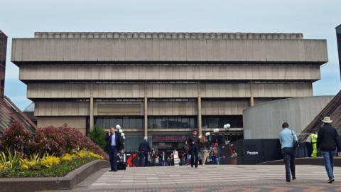 View of the old central library in Birmingham, UK. Built in the Brutalist style.