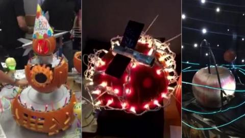 Pumpkins carved by engineers at Nasa's Jet Propulsion Laboratory