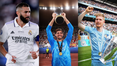 Karim Benzema, Thibaut Courtois and Kevin de Bruyne