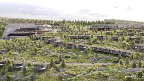 Aerial view image of the proposed Wildfox resort