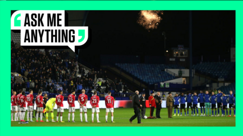 Morecambe and Sheffield Wednesday players line up around the centre circle before kick off ahead of a League One fixture in 2022
