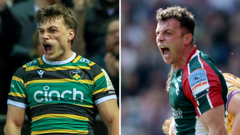Split image of Northampton Saints' George Furbank (left) and Leicester Tigers' Adam Radwan