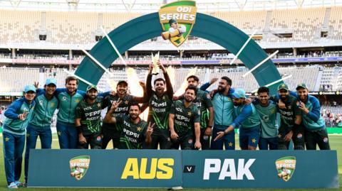 Pakistan with the ODI series trophy