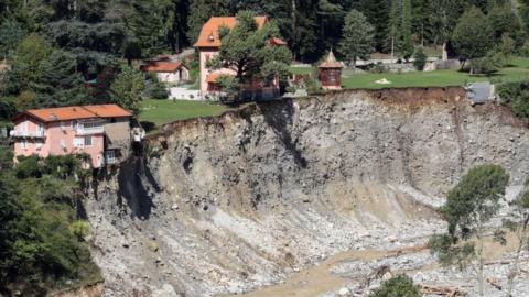 Flood damage in Saint-Martin-Vesubie, south-eastern France