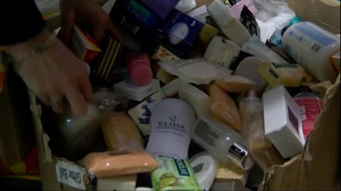 Hygiene products collected by charity
