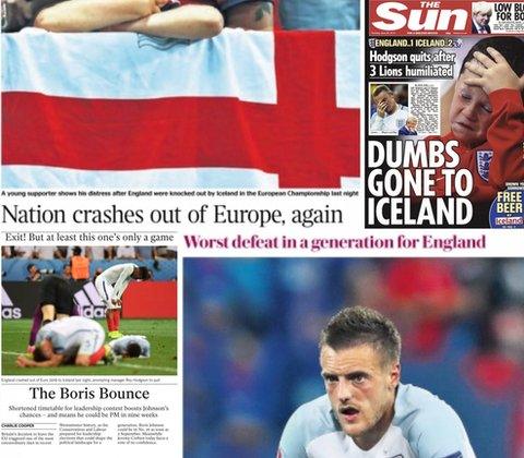 Newspapers react to England's Euro 2016 exit