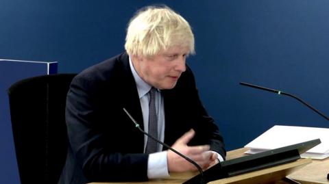 Boris Johnson speaking at Covid-19 inquiry