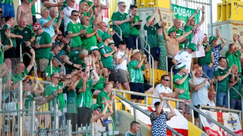 Northern Ireland fans during Sunday evening's Uefa Nations League game in Bulgaria