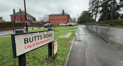 Video footage showing sign of Butts Road 