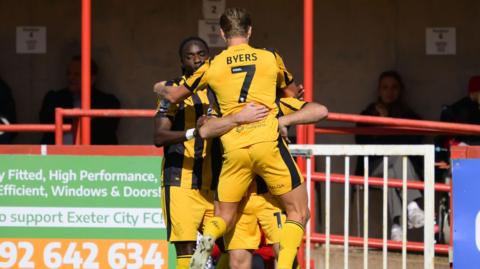 Port Vale players celebrate first win of the League One season